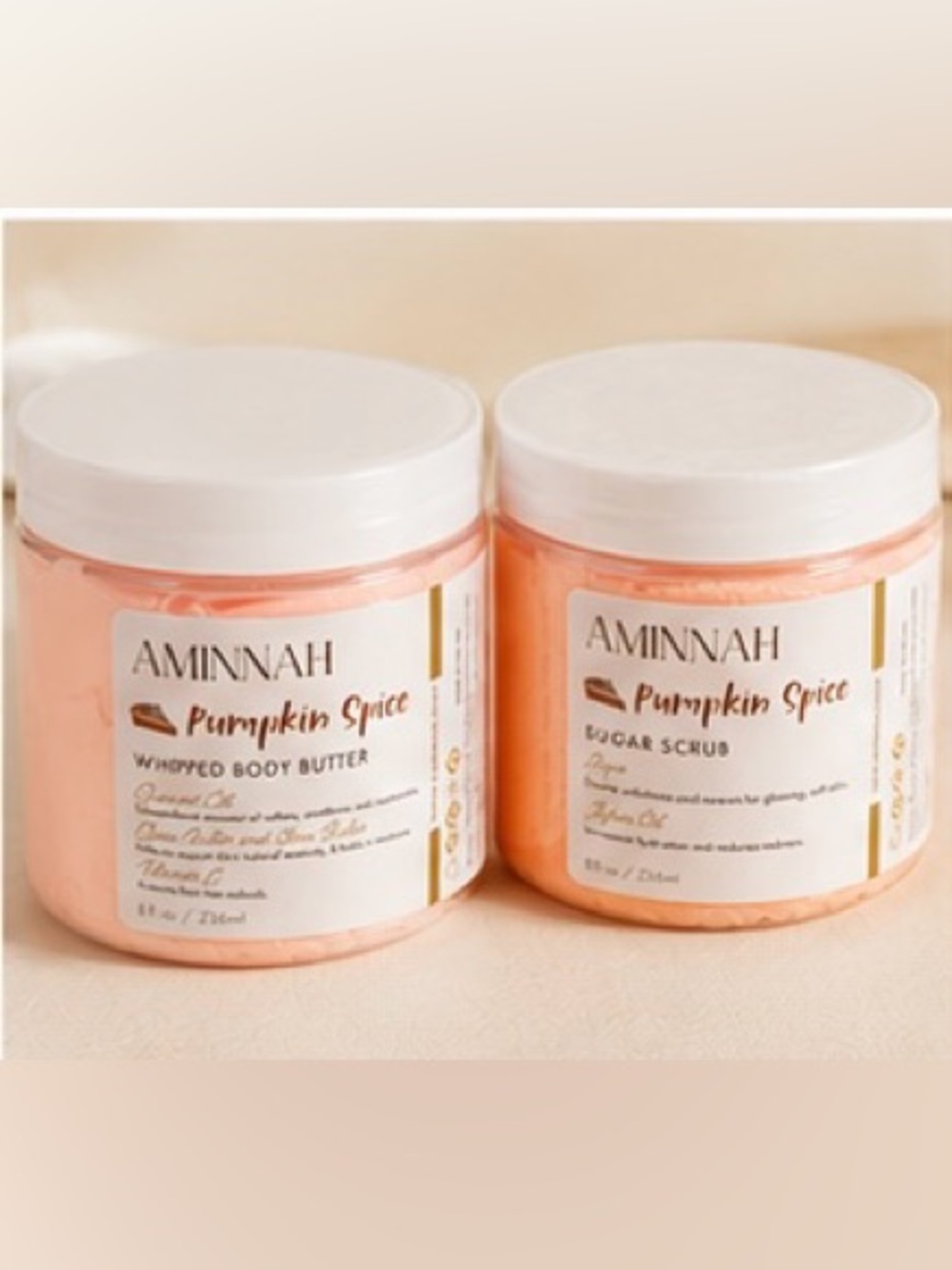 AMINNAH Pumpkin Spice Whipped Body Butter & Sugar Scrub - COMES WITH BOTH!! - Picture 3 of 6